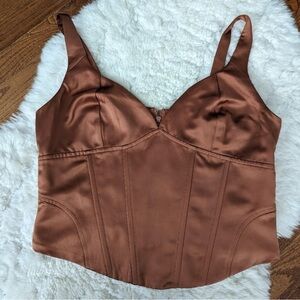 Jason Wu satin bustier style top brown Large